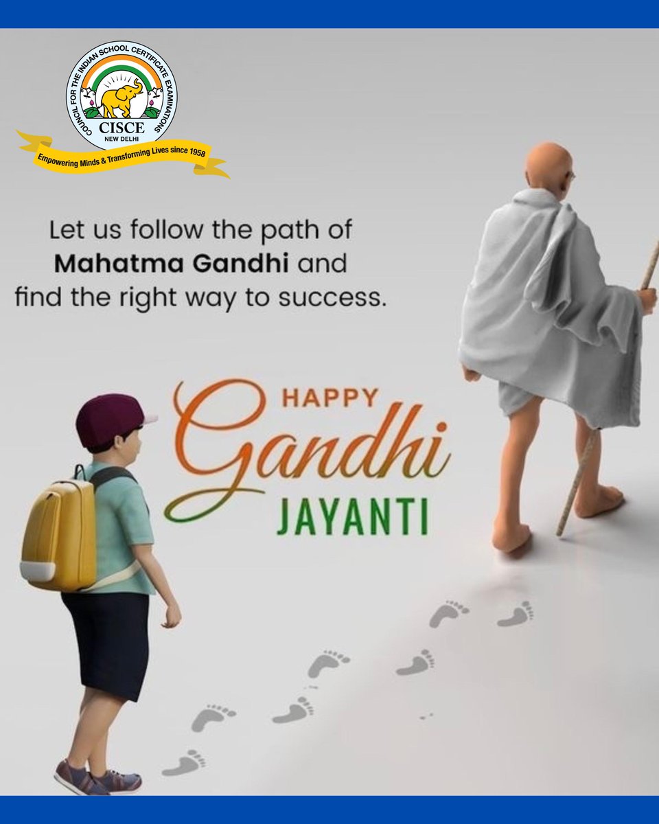 CISCE_Official's tweet image. On Gandhi Jayanti 2025, CISCE &amp;amp; @mygovindia present the #SwachhBharatQuiz for school children (Class VI onwards, all boards).

🏆Prizes upto ₹7000
📜All participants get an e-Certificate
📅2–15 Oct 2025

👉 Participate: quiz.mygov.in/quiz/swachh-bh…

#CISCE #GandhiJayanti #MyGov