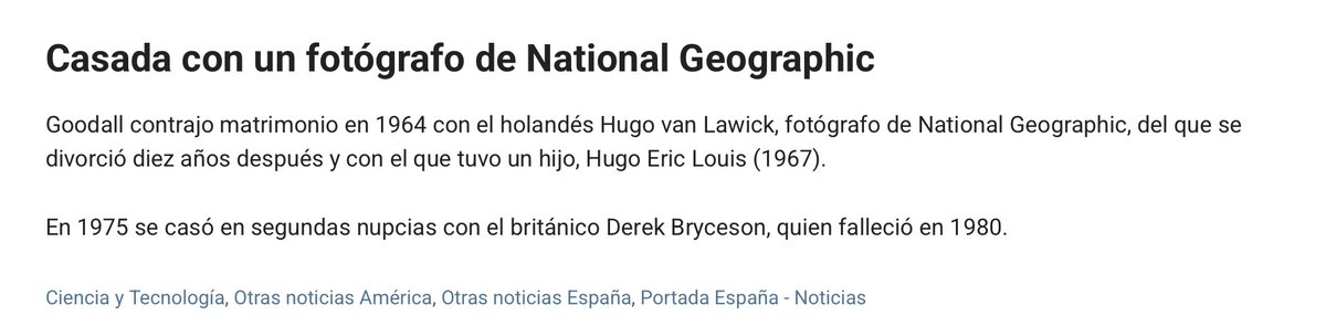 rescodedios's tweet image. A pesar de las inmensas aportaciones que hizo Jane Goodall a la ciencia y conservación de los chimpancés, algunos periodistas se han querido despedir de ella diciéndonos con quién estuvo casada. 
¿Se hubieran despedido de la misma manera si hubiera sido hombre?
D.E.P.