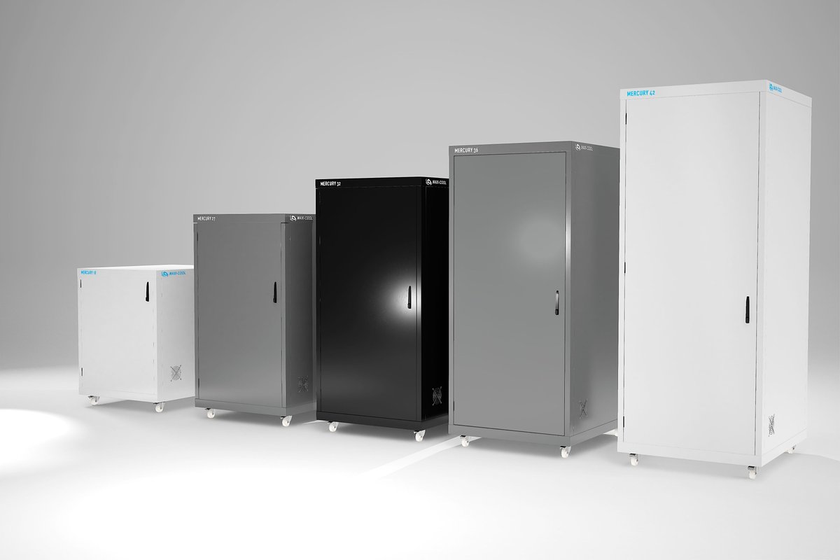 MaxiCool14's tweet image. The Maxi-Cool Mercury is a standalone cabinet with passive cooling. These cabinets are available in 18- to 42-U versions and in a range of colours.  They are fully mobile with robust castors and supported with stabilising feet.  Get in touch today!  #ukmfg #data #serverracks #IT