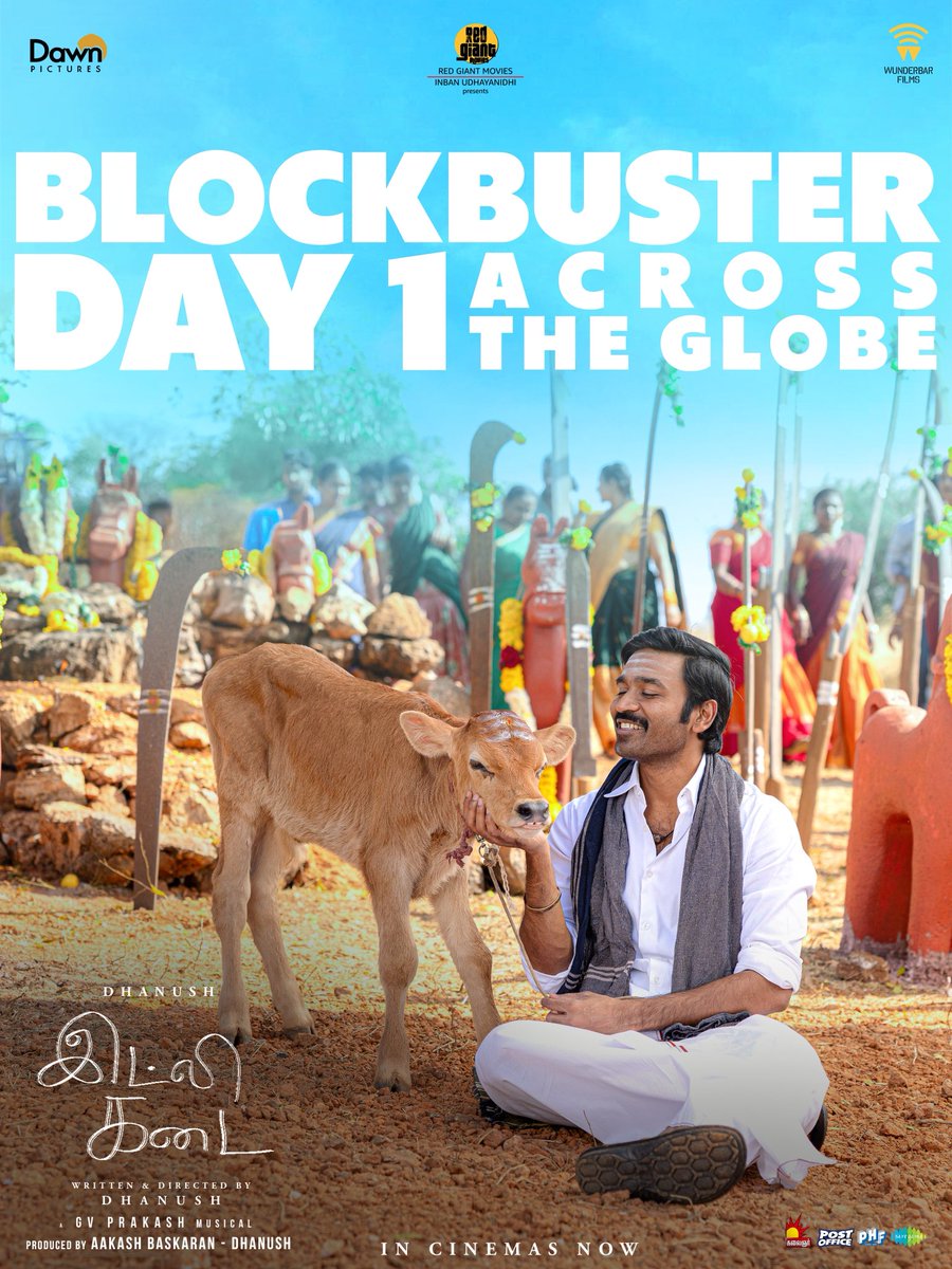 #IdliKadai - a BLOCKBUSTER feast beginning at the box office ♨️

Steaming opening across the globe, enjoy the <a href="/dhanushkraja/">Dhanush</a> sir directorial in theatres now 🎬🍿
