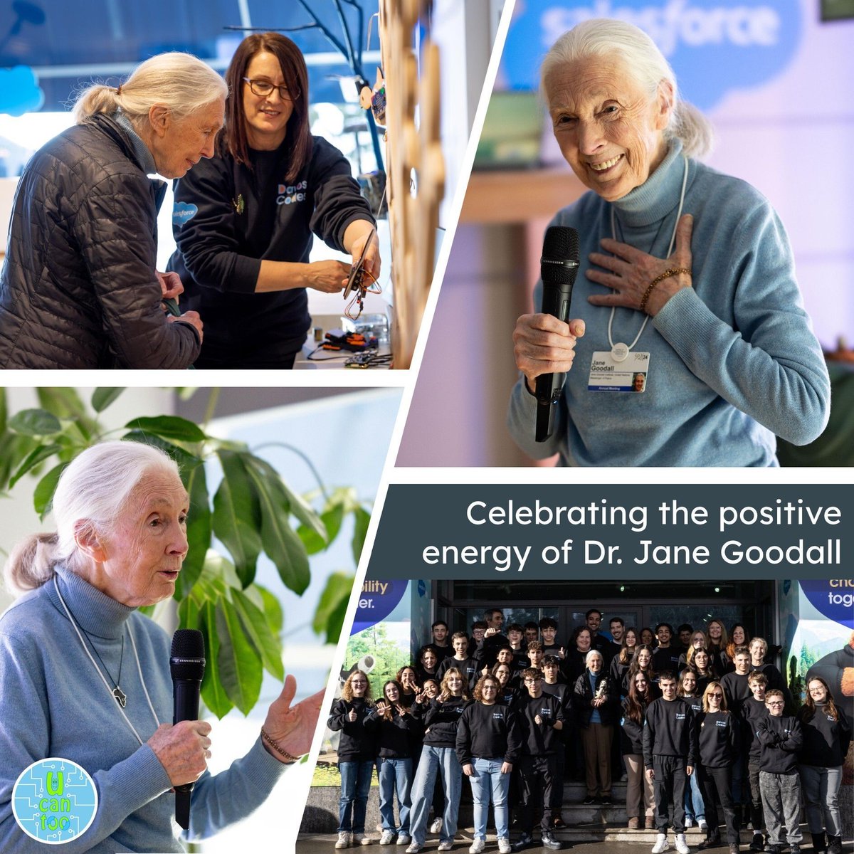 UCanTooTech's tweet image. We were so saddened yesterday, to read of the loss of the wonderful, Dr. Jane Goodall; a huge loss to humanity.

We had the privilege of meeting Jane, back in 2024, when she captivated a room-full of teenagers by introducing herself in Chimpanzee! She was a true inspiration.