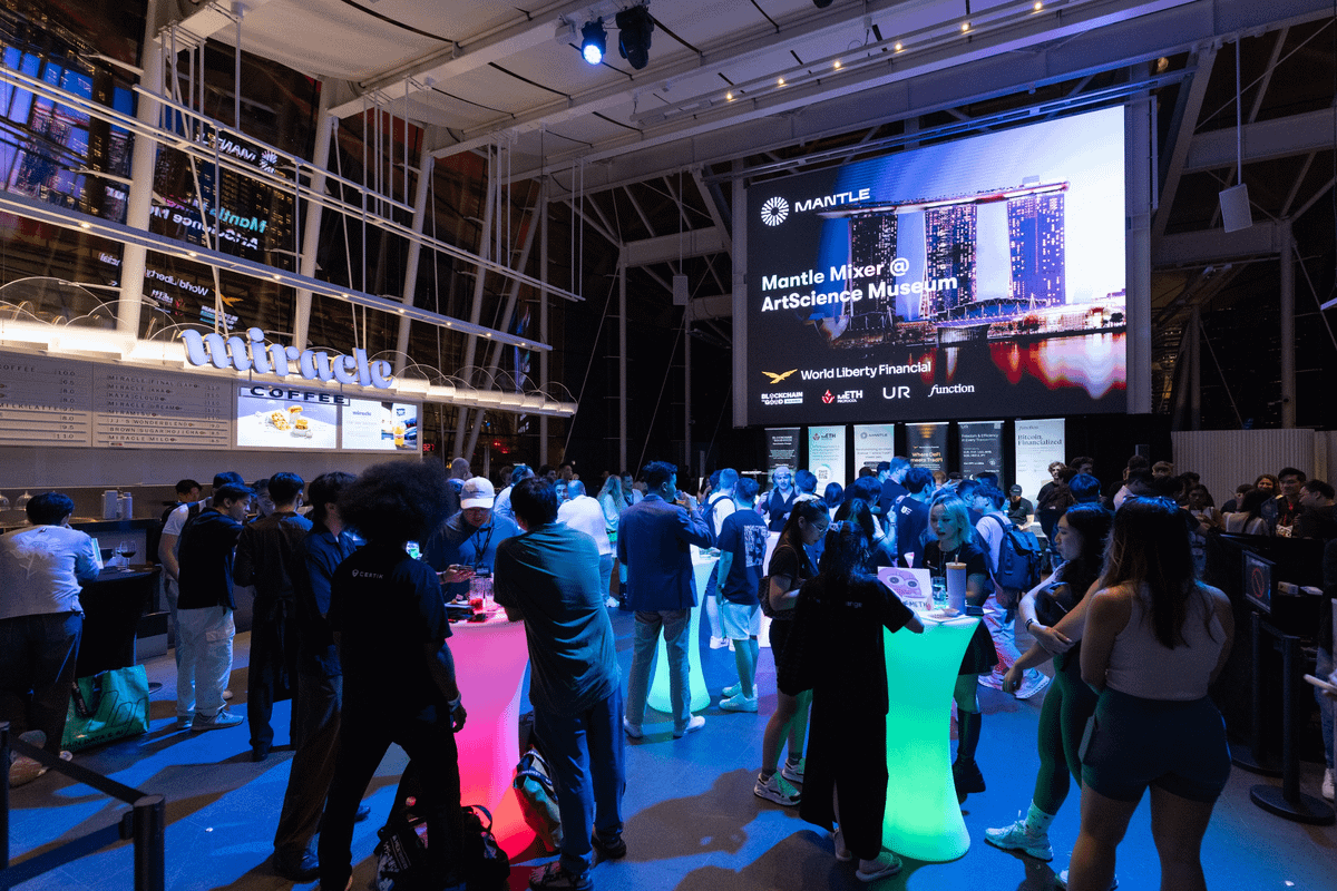 ✨ An off-chain night, brought onchain at <a href="/token2049/">TOKEN2049</a> 🇸🇬

Hundreds of leaders, builders, and creators came together — sharing ideas, forging partnerships, and shaping what’s next.

All united by the Mantle chain effect.

All in on Mantle, on RWA.

Let’s tokenize TradFi, as ☝️