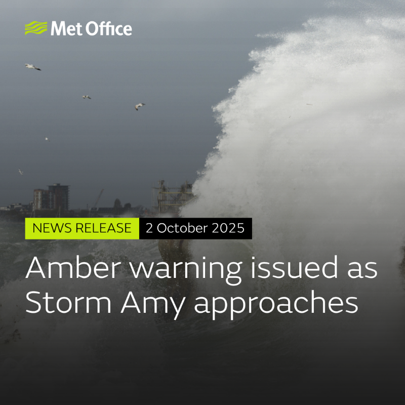 metoffice's tweet photo. An amber warning for wind has been issued as #StormAmy will bring very strong winds and heavy rain for many in the north of the UK in the coming days.

Find out more in our press release 👇