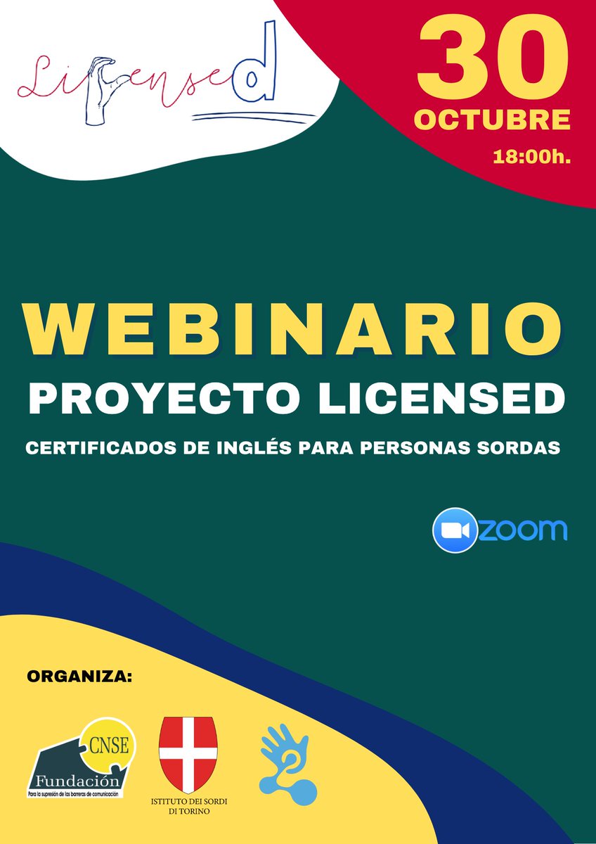FundacionCNSE's tweet image. ¡Webinario sobre certificados de inglés accesibles para personas sordas!

Proyecto LICENSED (Erasmus+) analiza la accesibilidad de los certificados

📅 30 de oct. (18h, Zoom)

Inscripción hasta el 28/10/2025: inscripciones.signocampus.es/licensed

#personassordas #idiomas #inglés