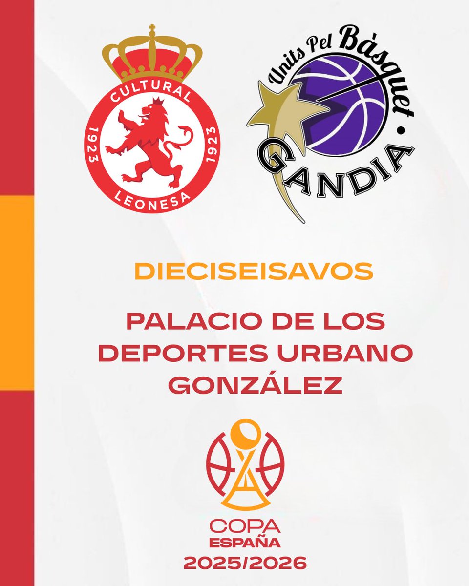 CultuBaloncesto's tweet image. 🏆 Nuestro rival de dieciseisavos es @UPBGandia 

📆 Se jugará en León el 21-22 de octubre 

#CopaEspaña | #LoNuestro