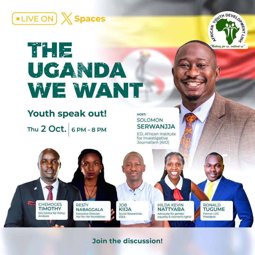 What kind of Uganda do you want? Have your say this evening. Join me for an X space here x.com/i/spaces/1mrxm…