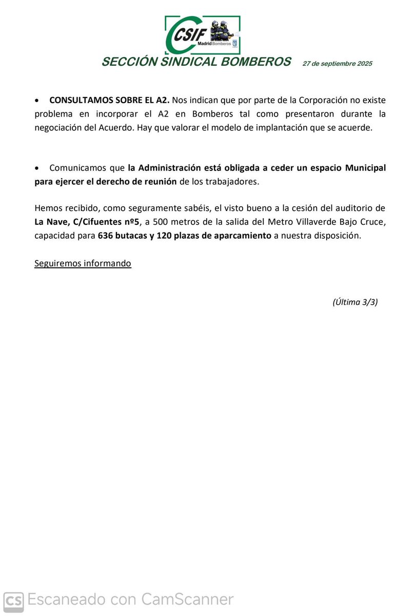 Desde la sección sindical de CSIF Bomberos , nos hemos reunido con la delegada del Área para trasladarle nuestro malestar por diversas cuestiones.