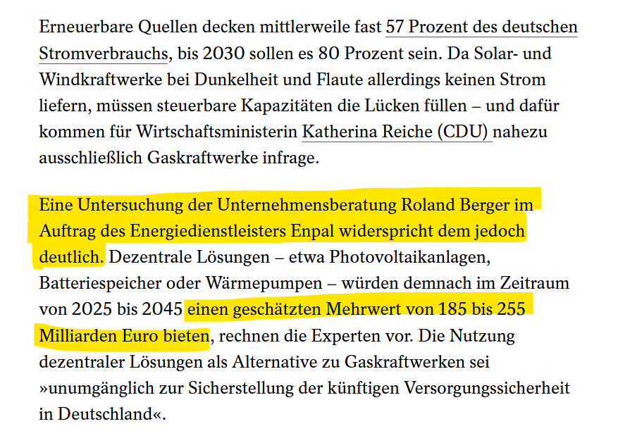 Wenn es nach Merz und Reiche geht, dann verlieren die Deutschen in den nächsten 19 Jahren bis zu 255 Mrd. € durch die fehlgeleitete Energiepolitik von Merz/Reiche. 

Das ist ein ungeheuerlicher Fakt. 

Wenn diese Frau dem Amt nicht gewachsen ist, muss man sie abberufen.