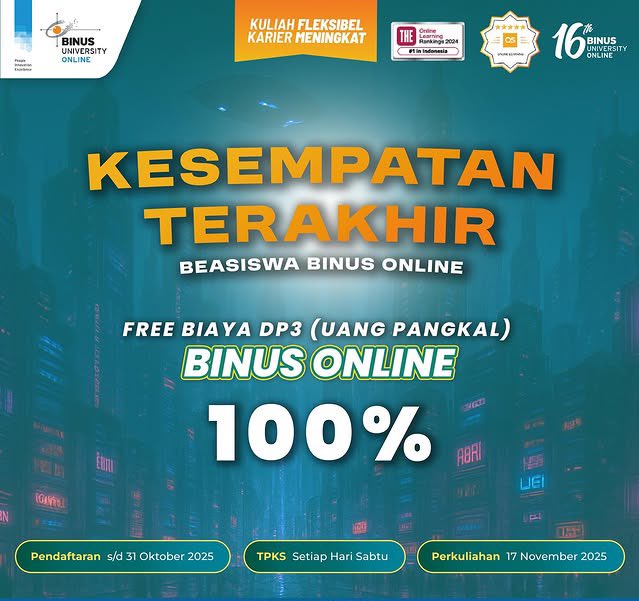 [BINUS ONLINE ONLY] Kesempatan Terakhir buat dapetin Beasiswa Binus Online Free DP3 100% nih guys!

Mau tau caranya? sini aku bisikin tips n tricknya via wa wa.me/6282245530400
Apply kode BGBHDA155 juga ya biar dapet potongan uang pendaftaran 50k 🥰

yuk gercep daftar 🥳
