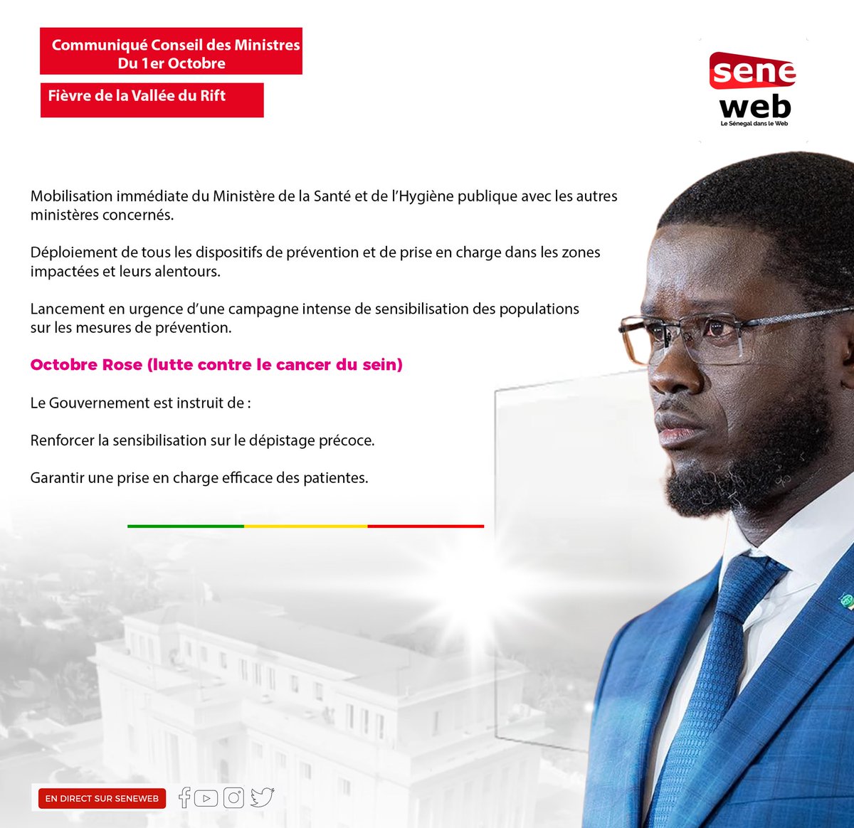 seneweb's tweet image. Recap Communiqué Conseil des Ministres du mercredi 1er octobre