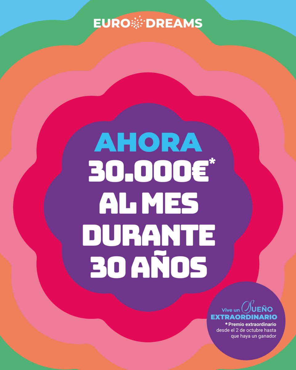 📆 𝟮 𝗱𝗲 𝗼𝗰𝘁𝘂𝗯𝗿𝗲 – 𝗦𝗼𝗿𝘁𝗲𝗼 𝗘𝘅𝘁𝗿𝗮𝗼𝗿𝗱𝗶𝗻𝗮𝗿𝗶𝗼 𝗘𝘂𝗿𝗼𝗱𝗿𝗲𝗮𝗺𝘀. En esta edición especial, el primer premio ofrece 𝟯𝟬.𝟬𝟬𝟬 € al mes durante 𝟯𝟬 𝗮𝗻̃𝗼𝘀, 

#loteria #loteriasyapuestas #laranadeoro #loteriaslaranadeoro #loteria #loterianacional