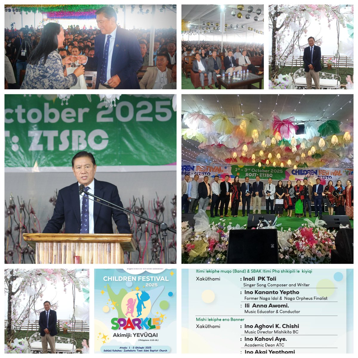 Hon'ble MLA &amp; Advisor F&amp;CS and LM&amp;CP Shri K.T Sukhalu.IAS (Retd)As Special guest graced the 10th SBAK Children Festival program at Zunheboto organised by ZTSBC under the Theme "SPARKLE".An overwhelming participation of over 3500 delegates.
Indeed a sparkling moments of blessings.