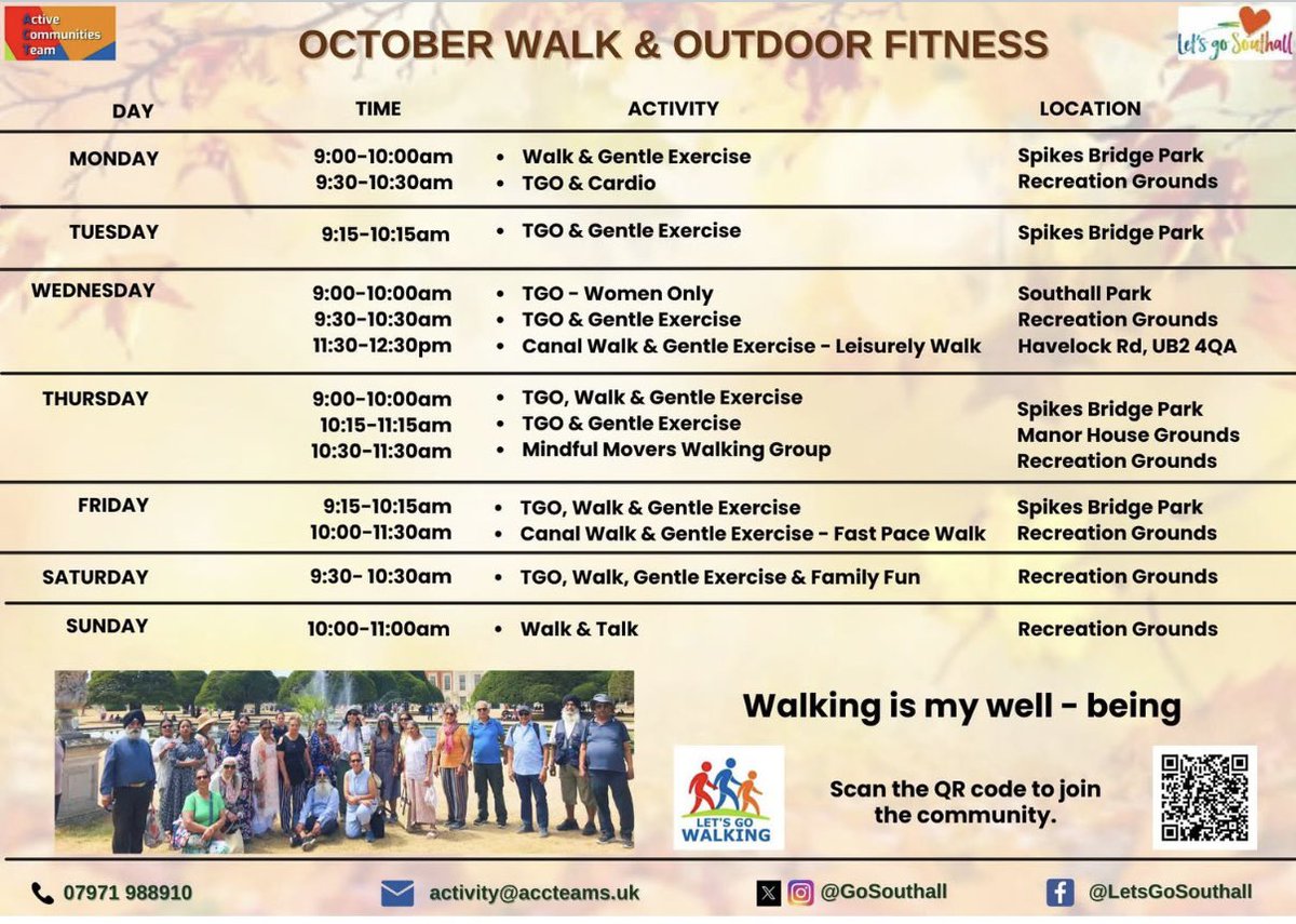 JM4NorwoodGreen's tweet image. #NorwoodGreen #Southall &amp;amp; @EalingCouncil residents @GoSouthall October walk &amp;amp; outdoor activity calendar is now live! From walking groups to nature routes &amp;amp; lots, lots more besides —get involved meet new friends &amp;amp; enjoy the great outdoors!
Scan their QR code to #getoutgetactive