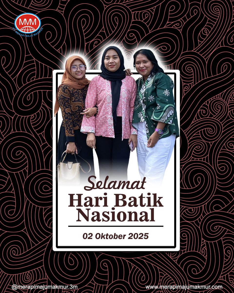 MerapiMJMkmr's tweet photo. Batik bukan hanya warisan budaya, tetapi simbol identitas, kreativitas, dan kebanggaan bangsa.
Sebagai perusahaan nasional, Merapi Maju Makmur turut menjaga nilai budaya Indonesia.

Batik adalah karya, budaya, dan kebanggaan kita.
#haribatiknasional #ptmerapimajumakmur https://t.co/vNtKgynR4S