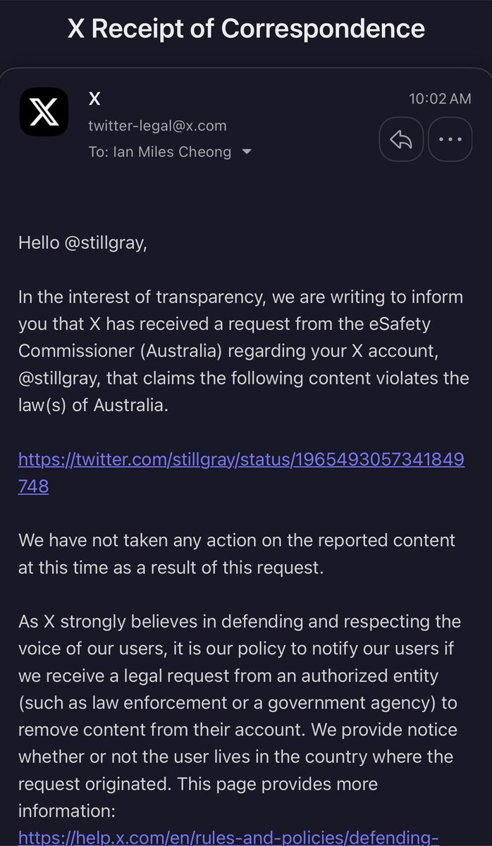 ianmiles's tweet photo. ‼️The Australian government’s eSafety Commissioner Julie Inman Grant just tried to silence me by ordering 𝕏 to erase the video of Iryna Zarutska’s murder. She claims it violates Australian law.

That’s censorship, plain and simple. 𝕏 said no. The video stays. Free speech wins. https://t.co/TMZvfmhc4y