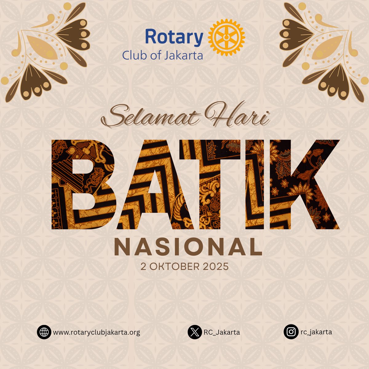 Batik menyatukan kita dalam keberagaman nusantara. Selamat Hari Batik Nasional #batik #haribatiknasional #budaya #indonesia #rotary #rotaryd3410 #indonesia #jakarta #volunteer