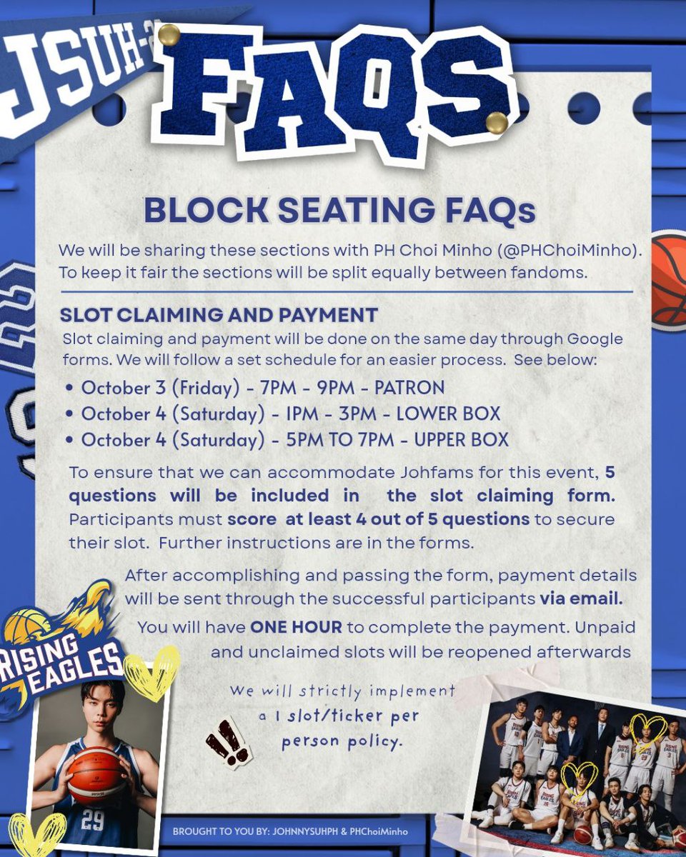 's tweet image. Hi Johfams and Czennies! 🏀

To collectively address your concerns and queries we are sharing these important REMINDERS and FAQs 😊

If you have any more questions, reply below and we'll get back to you asap!

#JOHNNY
#JOHNNYSUH
#DunkItJohnnySuh
#BENCHShootOfAsia