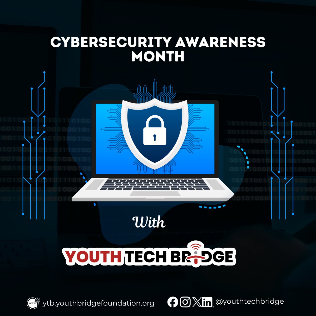 October is #CyberSecurityAwarenessMonth!
We join <a href="/CSAGhana/">Cyber Security Authority Ghana</a>  to build a Safe, Informed &amp; Accountable Digital Space.
Let’s empower young people to stay cyber smart &amp; secure online. 
#YouthTechBridge #CyberSmart #DigitalSafety #Ghana #YouthMatter
