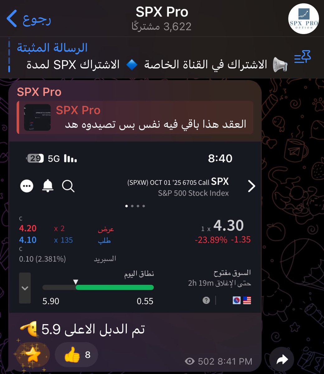 spxpro11's tweet photo. طرح القناة ⚡️

بالقناة يتم طرح فرص مضاربية ، تحديثات لحضية ، شارت واهداف عقد ,  SPX🫡

https://t.co/u9ZMX2YCqE

نتشرف بالجميع حياكم : اخوكم ابو محمد 
الفرص قادمة ماعليك الا اضافة القناة ☝️

#SPX 
#us500
 #السوق_الامريكي 
#SPY 
#الأسهم_الأمريكية 
#تداول 
#تداول_أسھل_مع_سھم https://t.co/F9sH8xXOot