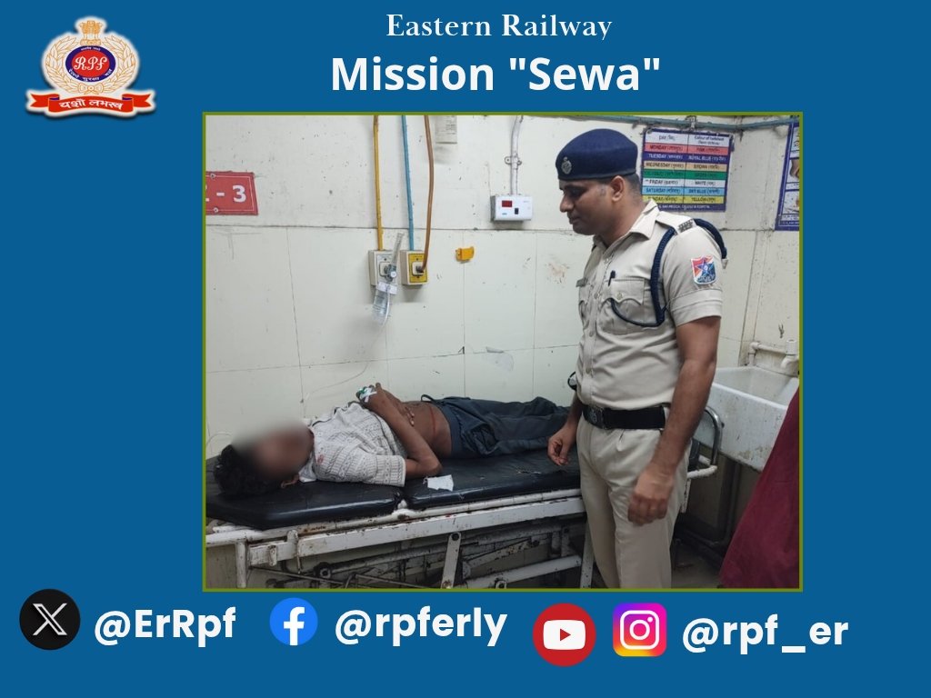 ErRpf's tweet photo. "We always there to HELP."
RPF officials rescued 01 male injured person between Bidhananagar &amp; DumDum Railway Station, rendered assistance, arranged &amp; shifted him to nearest Government Hospital for treatment.
#MissionSewa
@RPF_INDIA 
@RailMinIndia 
@EasternRailway https://t.co/DKJsqSfOTL