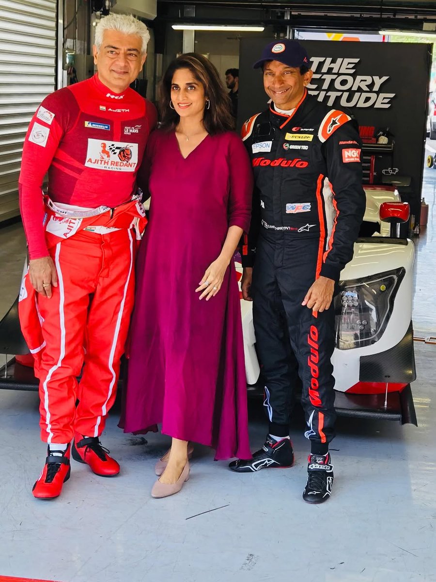 ChennaiTimesTOI's tweet image. The countdown to the #AsianLeMans Series is on! 🏁🏎️ #ShaliniAjithKumar is wishing the best of luck to #AjithKumar and #NarainKarthikeyan as they prepare for the #AsianLeMans Series along with #AdityaPatel!
