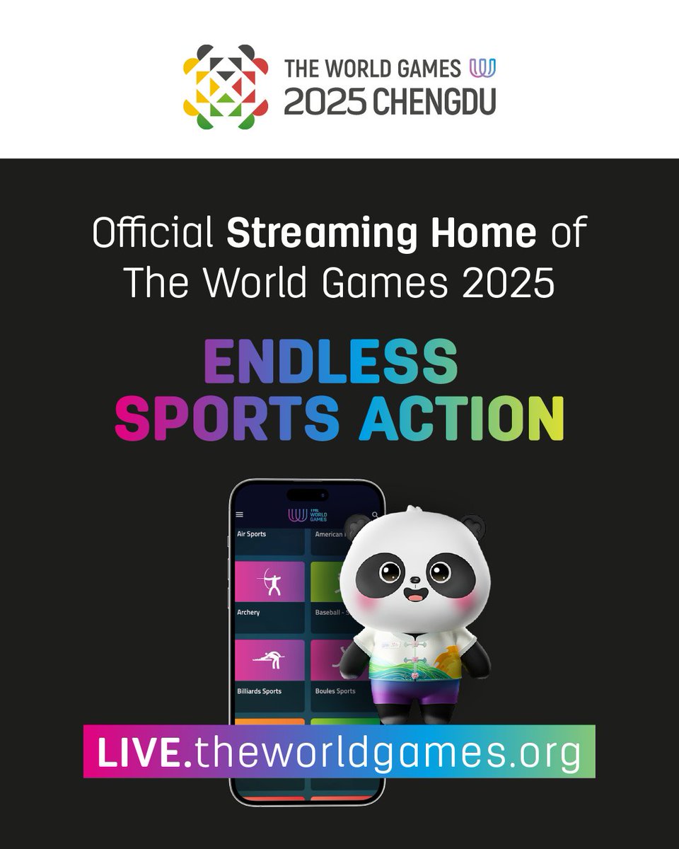 TheWorldGames's tweet photo. You can still watch all the action from The World Games 2025 on The World Games LIVE! β¨
https://t.co/yORHmqkPbl π€©
#TWGLIVE #TWG2025 #WeareTheWorldGames https://t.co/NEjpuMYNsP