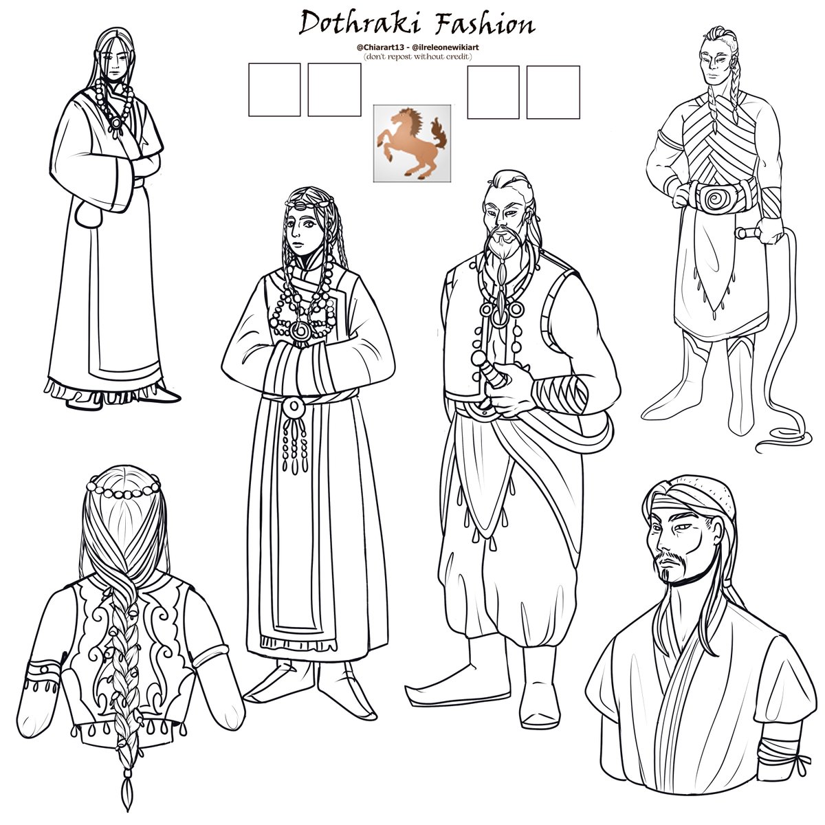 Chiarart13's tweet photo. Essos Fashion Studies, Dothraki- lineart
#asoiaf #asongoficeandfire #grrm #dothraki #valyrianscrolls #essos #orientalfashion #mongolia #historicalfashion #characterdesign #costumestudies #historicalcostuming #historicalclothing https://t.co/2A9EYVV1YY
