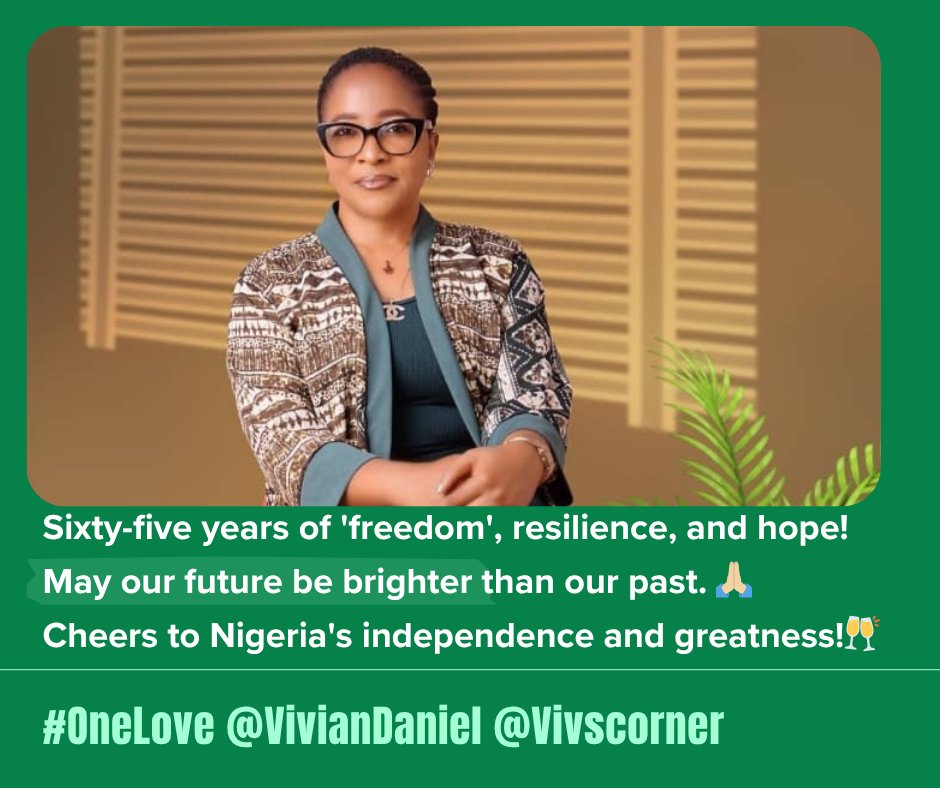 Can't Be Left Out Of The Celebration...😊

So, no matter the odds, let us continually speak positively regarding our country, appreciate and honour our past whilst hoping for a better tomorrow. 

Happy 65th Independence Day, Nigeria &amp; Nigerians! 🎊
Shine bright today and ALWAYS!
