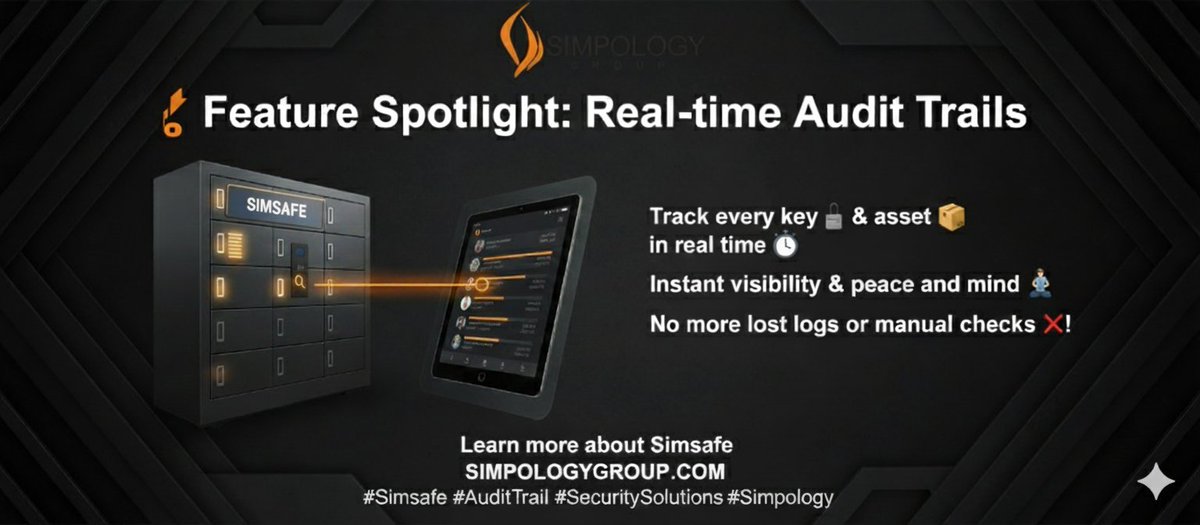 SimpologyGroup's tweet photo. 🔦 Feature Spotlight: Real-time audit trails

With our Simsafe system, you can track every key 🔑 and asset 📦 in real time ⏱️, giving you instant visibility 👀 and peace of mind 🧘.

No more lost logs 📝 or manual checks ❌!

#Simsafe #AuditTrail #SecuritySolutions #Simpology https://t.co/8yacQJEgkb