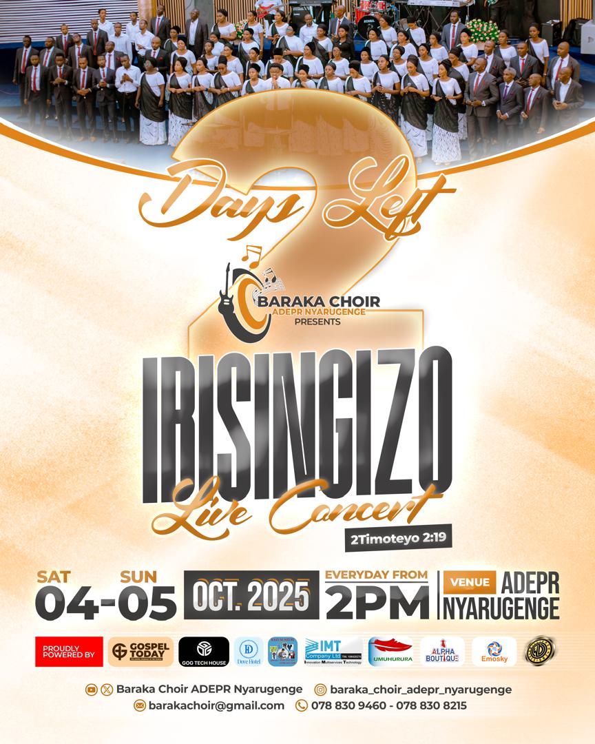 BarakaChoir's tweet photo. Mu minsi ibiri gusa turinjira muri IBISINGIZO LIVE CONCERT 🎤🎤💃💃Igiterane cyateguwe na BARAKA Choir ya ADEPR Nyarugenge 🔥🔥Ntuzabure🥰 https://t.co/M7LfDWZwiG
