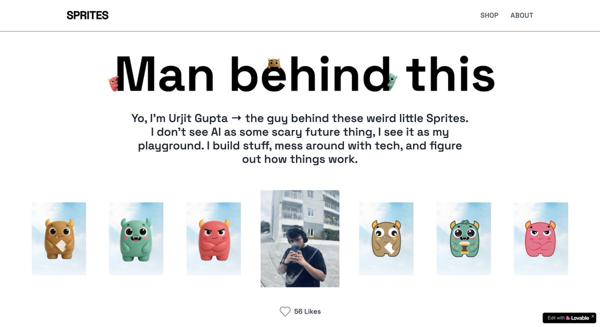 GuptaUrjit's tweet photo. I made something so special @lovable 
Being a designer, love to bring my art pieces to life.
SPRITES, Desk companion you'll love forever :)
Check this out: https://t.co/J1SWjGwTdc
@antonosika @felixhhaas https://t.co/T4ZvEHCL7m