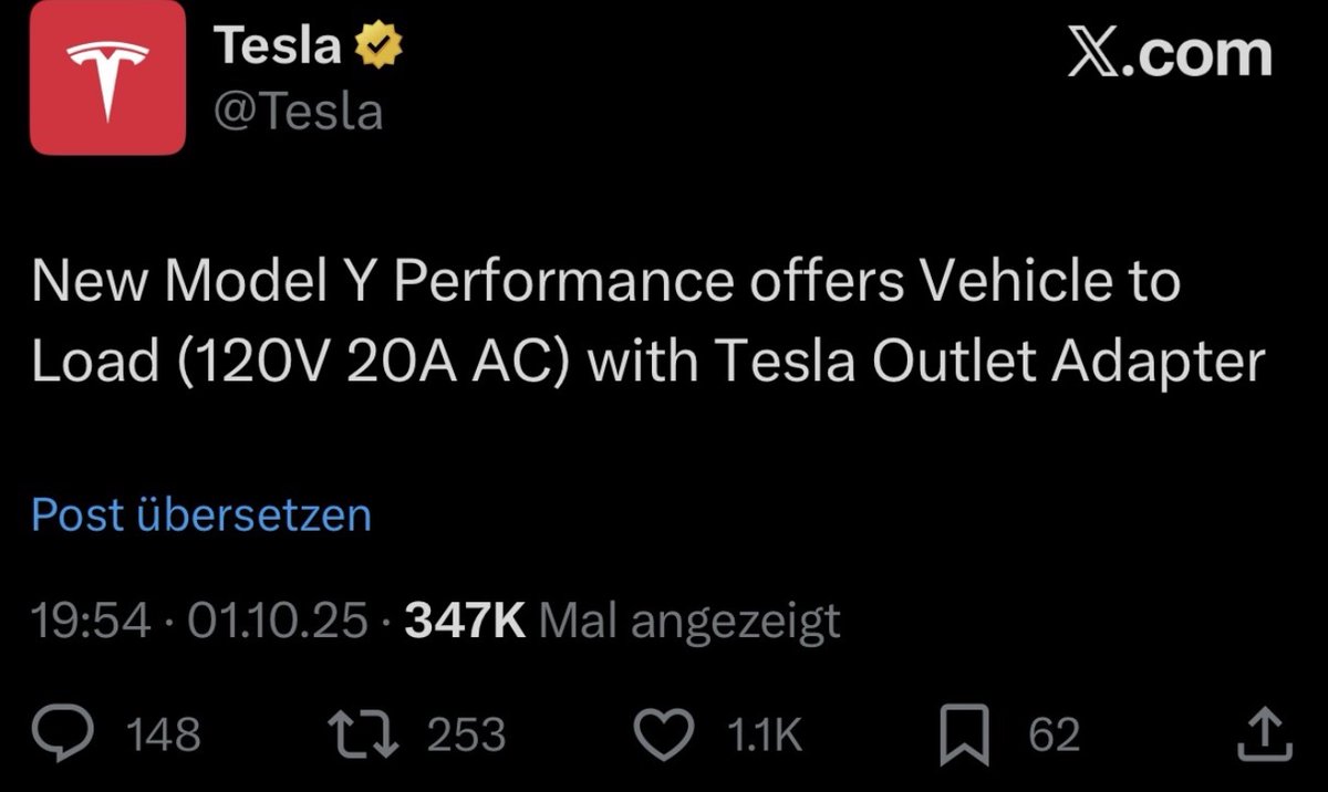 Das neue Model Y P kann in USA bidirektional laden! 
Ob das in Europa auch kommt?