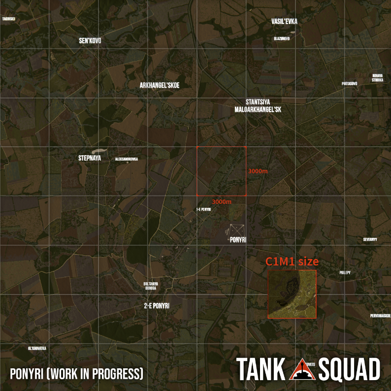 panzerunity's tweet photo. Tank Squad’s Ponyri campaign is coming — here’s the WIP map. For scale: one old mission (C1M1) fits inside a single red square. That’s 3,000m x 3,000m — long-range tank duels at Kursk are on the way.
#TankSquad #WW2sim #Ponyri https://t.co/AwvNyICOPW
