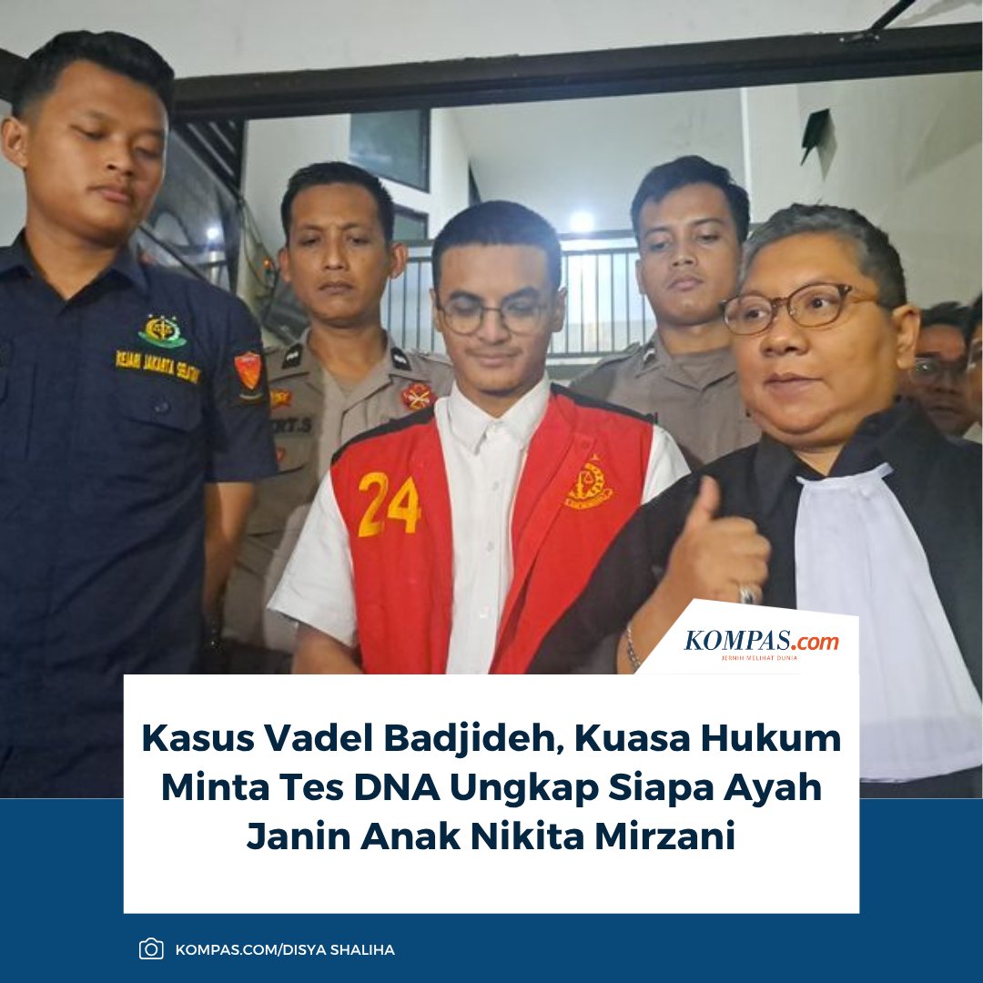 kompascom's tweet photo. Kuasa hukum Vadel Badjideh, Oya Abdul Malik, menantang pihak anak Nikita Mirzani (LM) untuk melakukan tes DNA terkait kehamilan yang menjadi dasar tuntutan kasus aborsi.
๐๐ป Baca selengkapnya https://t.co/gHSfccpCLL
~AM #VadelBadjideh #AnakNikitaMirzani #TesDNA https://t.co/NxIs6AKgVw