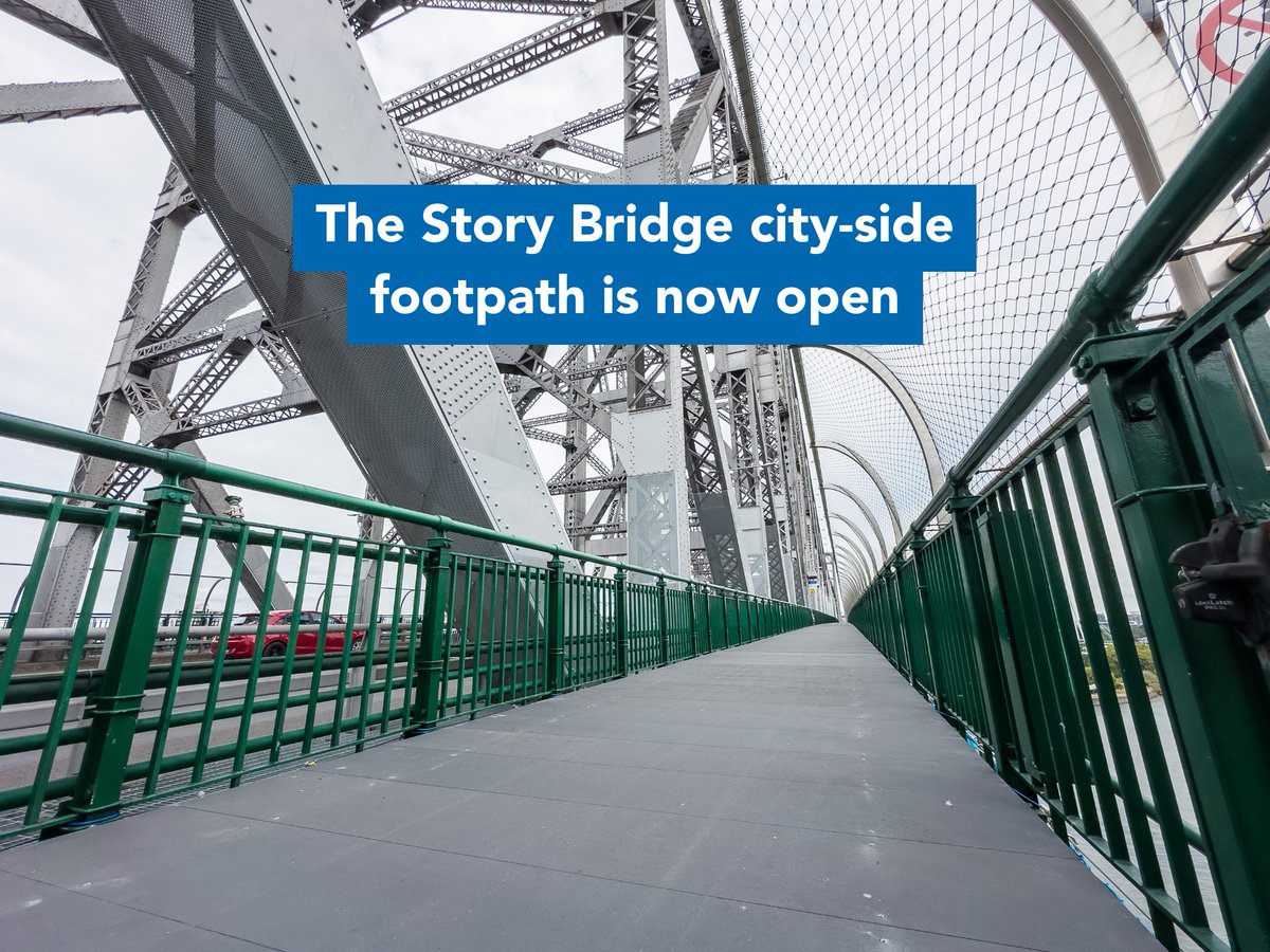 brisbanecityqld's tweet photo. π’ The #StoryBridge city-side footpath is now open! π’
The new footpaths are part of our long-term restoration plan to keep the 85-year-old bridge in great condition for generations to come.
Learn more: https://t.co/SiRCku3FL7 https://t.co/S5zd6UtElU