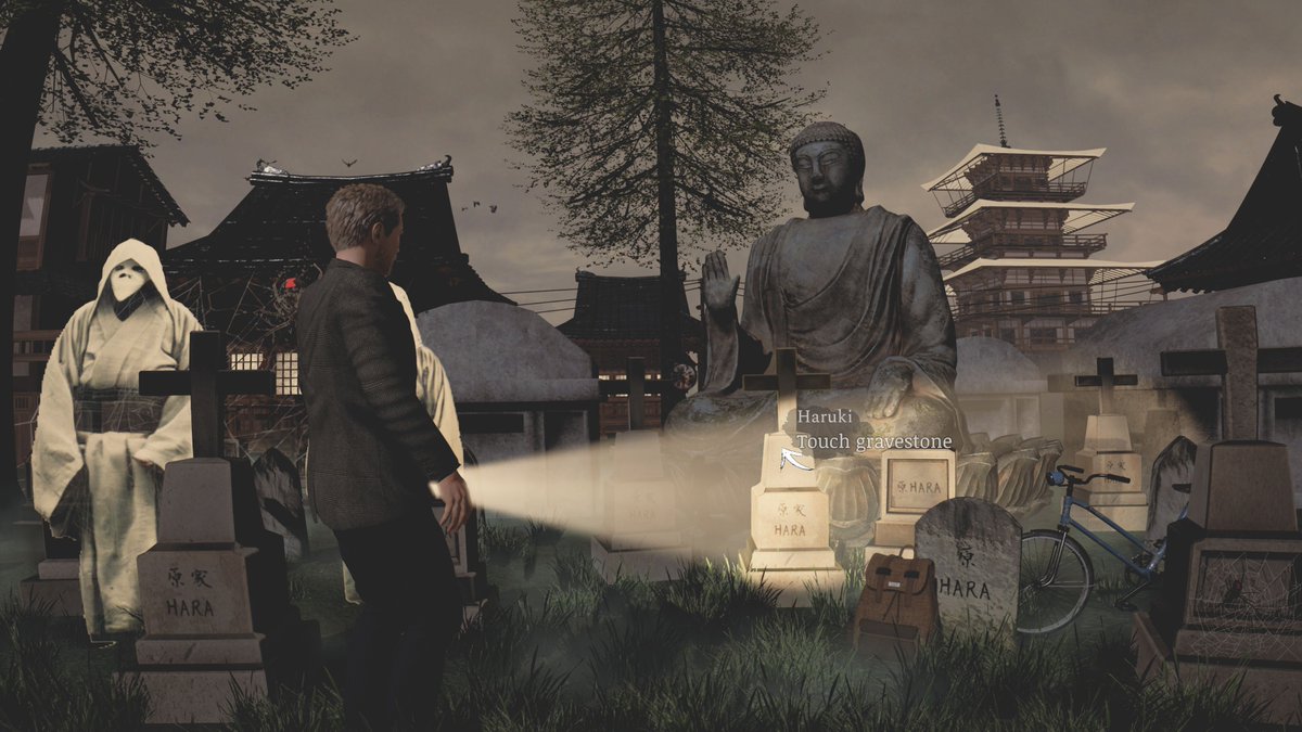 GamesFromMiga's tweet photo. Cemeteries can be beautiful and scary at the same time. There's one like that in #okinawajournal with spiders, spirits, and oddities. #indiegame #indiedev #gaming #mysterygame https://t.co/xvZjzNYtHD