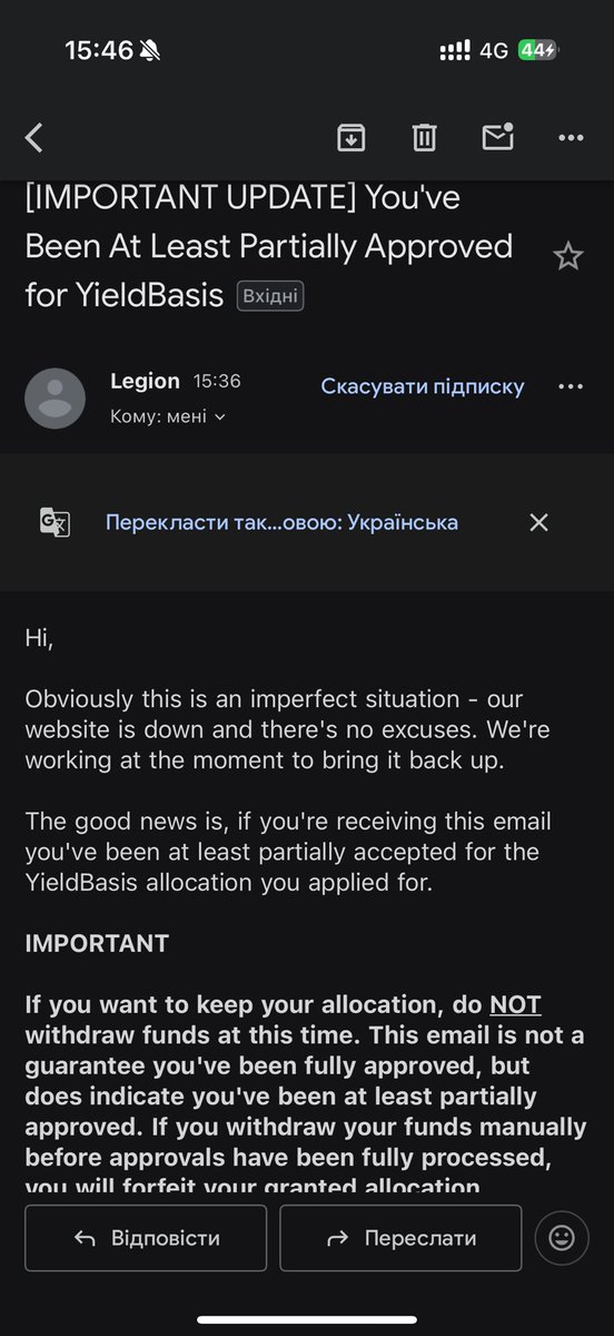 herman_m8's tweet image. *Legion thanks for Eligible to Allocation of Yield Basis* @yieldbasis @legiondotcc 🥳

Yesterday I received email with eligibility for allocation 

#legion #yieldbasis #allocation