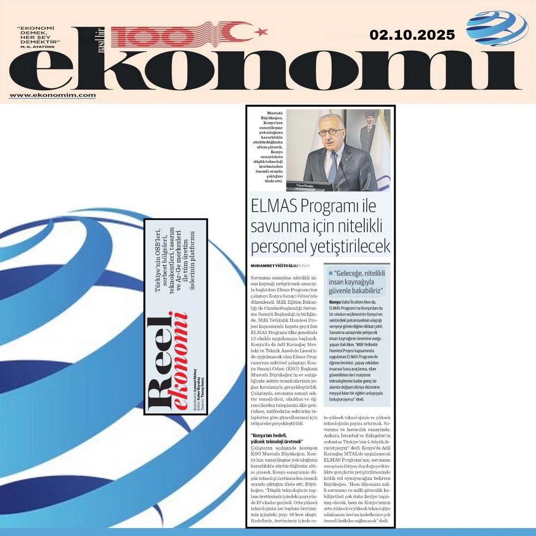 nbekonya's tweet photo. 📰 ELMAS Programı ile savunma için nitelikli personel yetiştirilecek
@ibrahimcicekci @KonyaSanayiOdas @MstfBuyukegen https://t.co/0trfjxZh3o