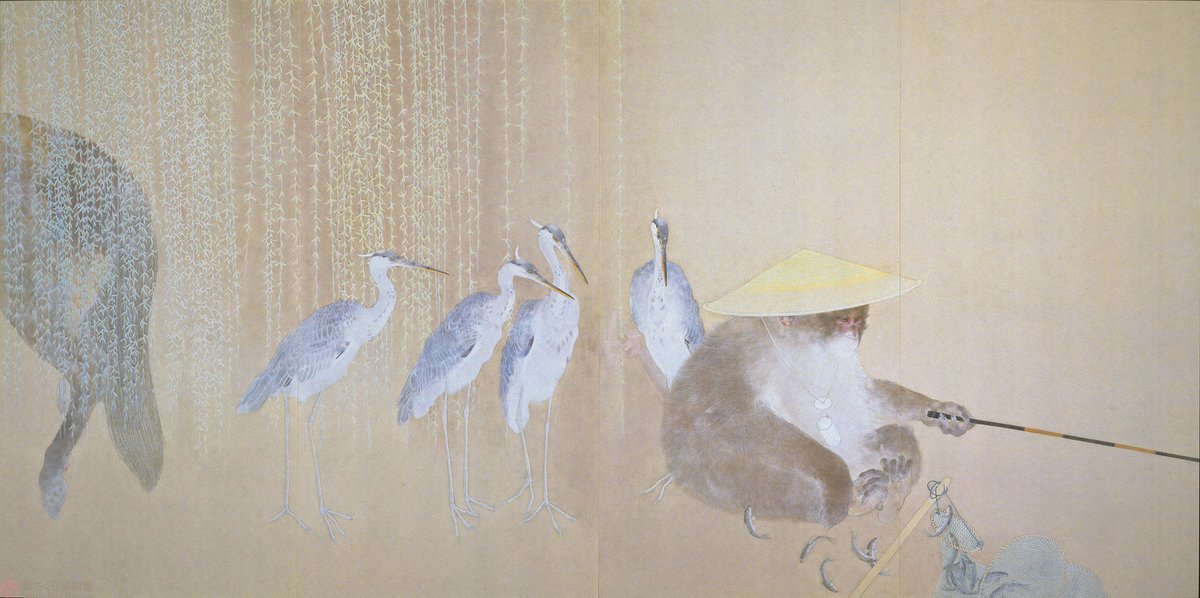 現代鳥獣戯画 1階展示作品のご紹介 #竹内浩一《戯画釣名人》2009年 魚