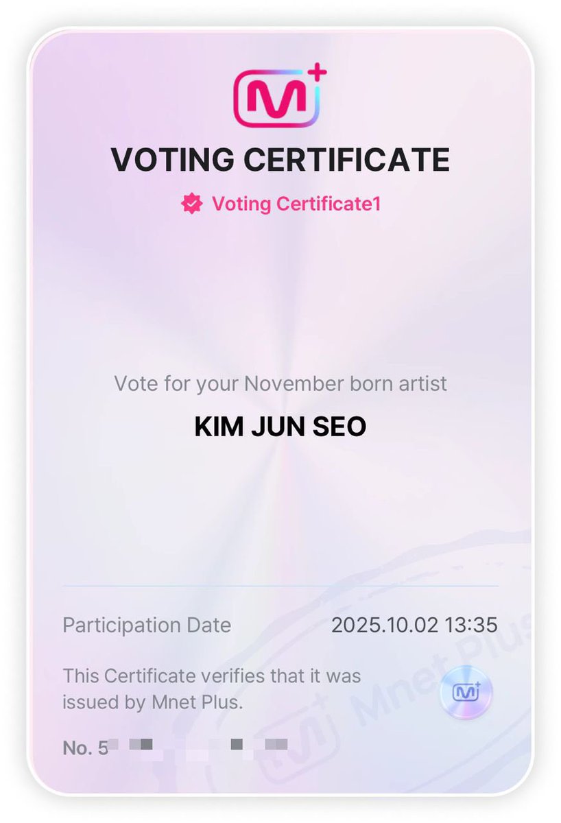 [NOTICE] 251002 | MNET PLUS

Kim Junseo is nominated for November Born Artist on Mnet+ 🎉💙

🗳 Voting Period: ~ Oct 24, 2025 • 23:59 KST
✨ 1 Vote = 3 MplePoints

🔗 Vote here: mnetplus.onelink.me/TRa8/xohkwx0b?…

How to collect MplePoints easily ⬇️
1️⃣ Daily check-in
2️⃣ Watch ads
3️⃣