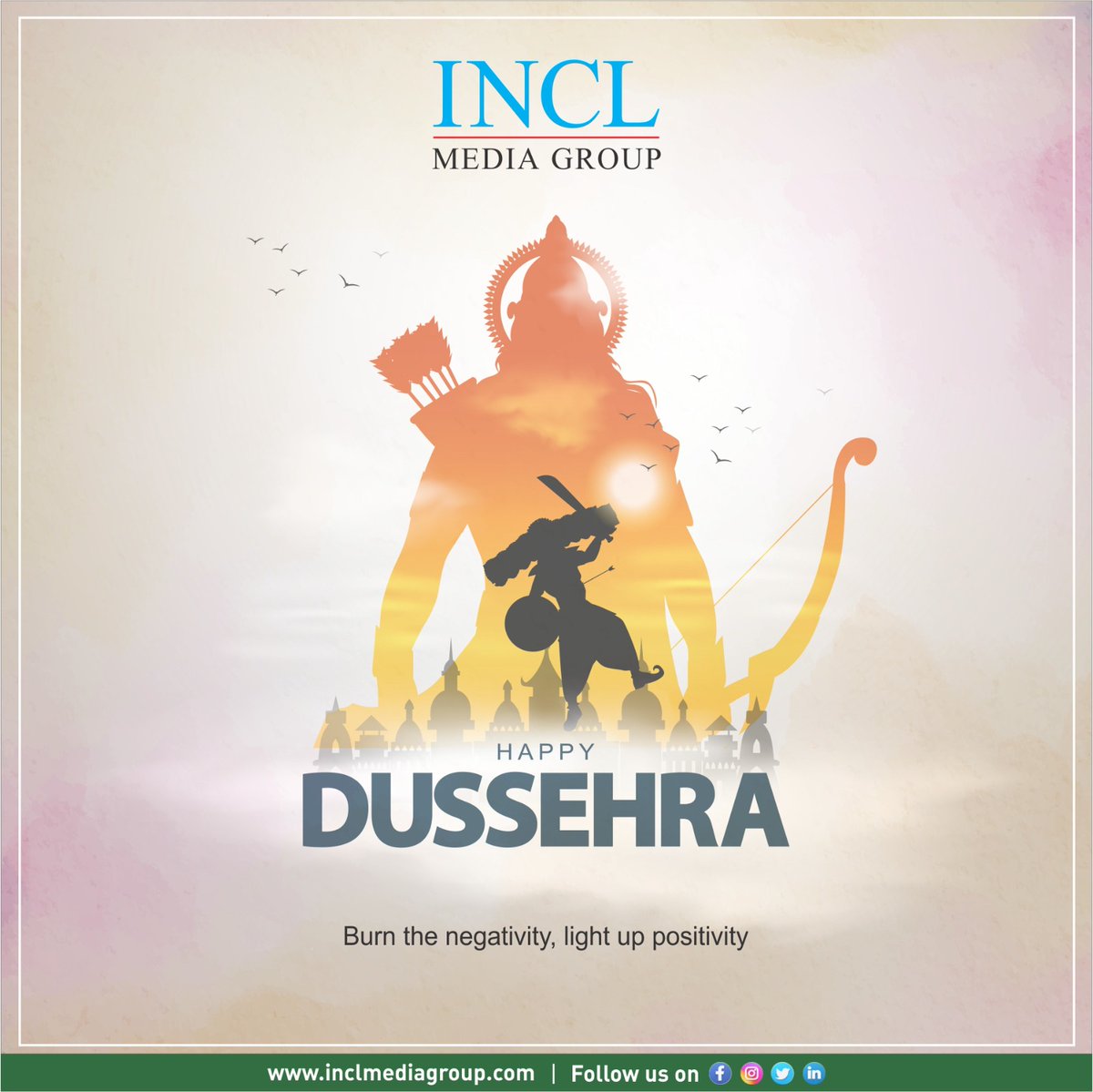INCLGROUP's tweet image. This Dussehra, celebrate the victory of focused effort and strategic execution.
Is market noise the Ravana of your brand&apos;s growth? INCL&apos;s 360-degree solutions are your strategic &apos;Ramastra&apos;—the ultimate weapon to defeat communication.

#HappyDussehra #VictoryOfStrategy #conquer
