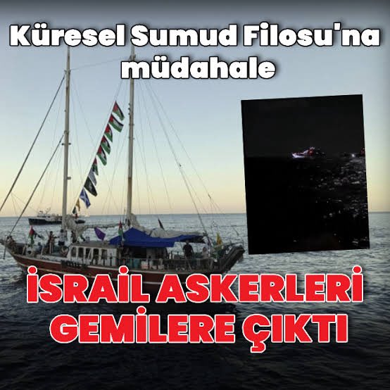 umitsezer26's tweet photo. İnsanlıktan nasibini almamış, lanetli millet, insani yardım taşıyan #sumudfilosu na müdahale ediyor. Kendi sonunu kendi elleriyle hazırlayan #katilnetenyahu. Allah’ın laneti ve gazabı senin ve senin koruyanların üzerine olsun.

 #FreePalestine https://t.co/0xPoGBr3nY