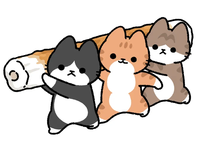 おやつにちくわを持ってくる猫たち
