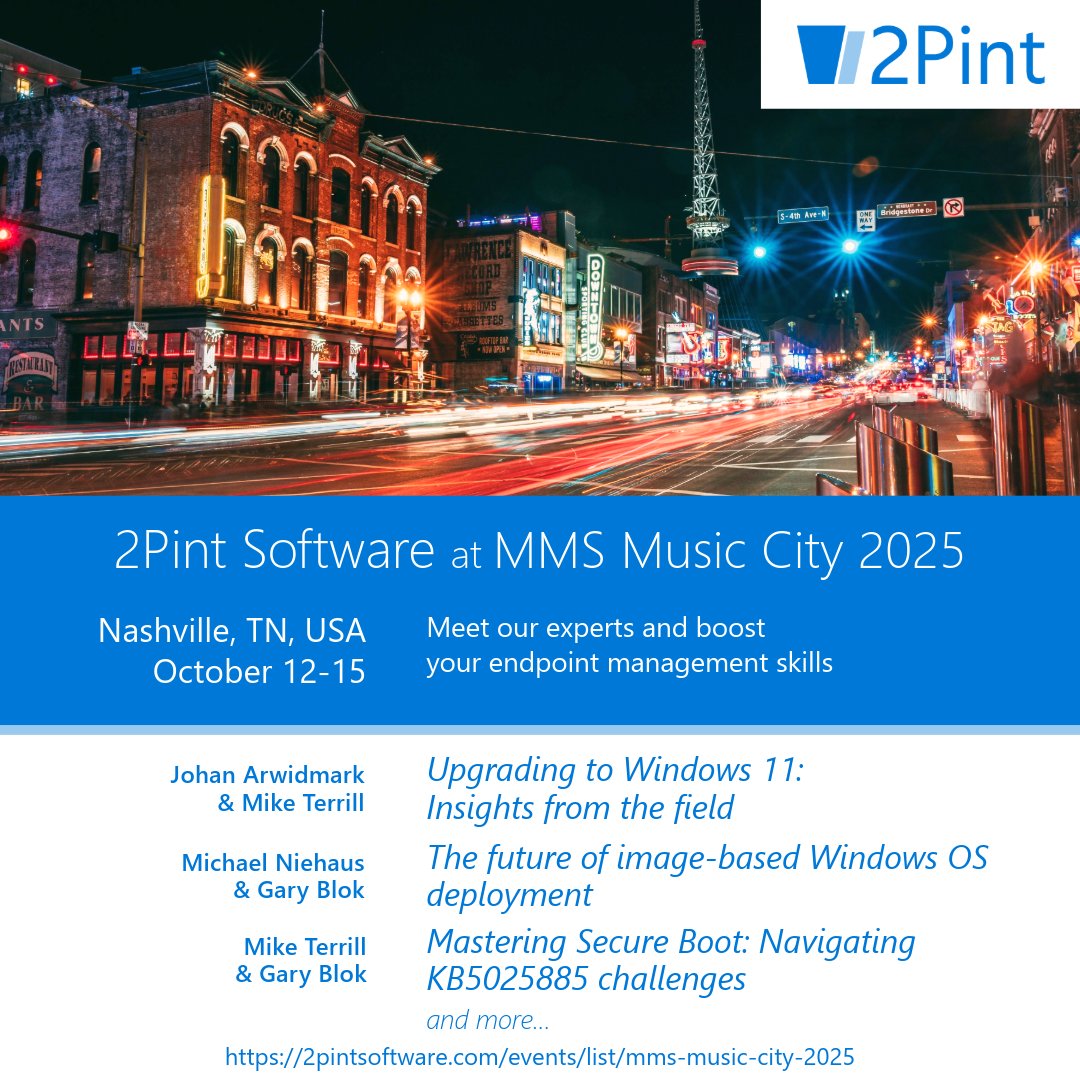 2pintsoftware's tweet image. 🎶 Come join us at MMS 2025 Music edition in Nashville from 12th-15th October! 🎸
2Pint Software is hitting the MMS Music City 2025 stage — and we’re bringing our greatest hits @mniehaus , @miketerrill and @gwblok together with our lead singer Michelle Hammarskjöld!
#MMS2025