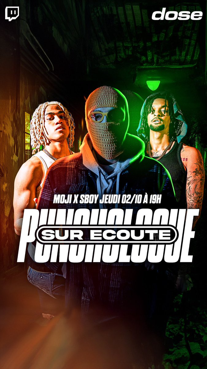 🤝💊 <a href="/moji_sboy/">Moji x Sboy</a> avec <a href="/punchologue/">Punchologue</a>
 CE SOIR 19H sur <a href="/TwitchFR/">Twitch FR</a> DOSE RAP :

twitch.tv/dose_rap