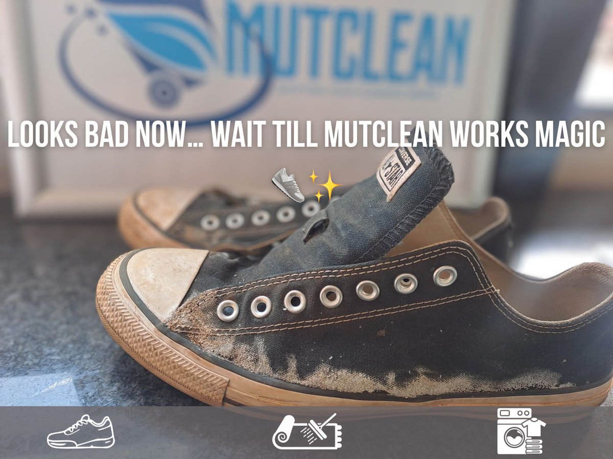 MutClean's tweet photo. When your sneakers have seen better days… don’t stress, we’ll bring them back to life! 👟✨ #Mutclean #SneakerCare #FreshStep
 #BBMzansiS6 https://t.co/NGwJ3dnxrq