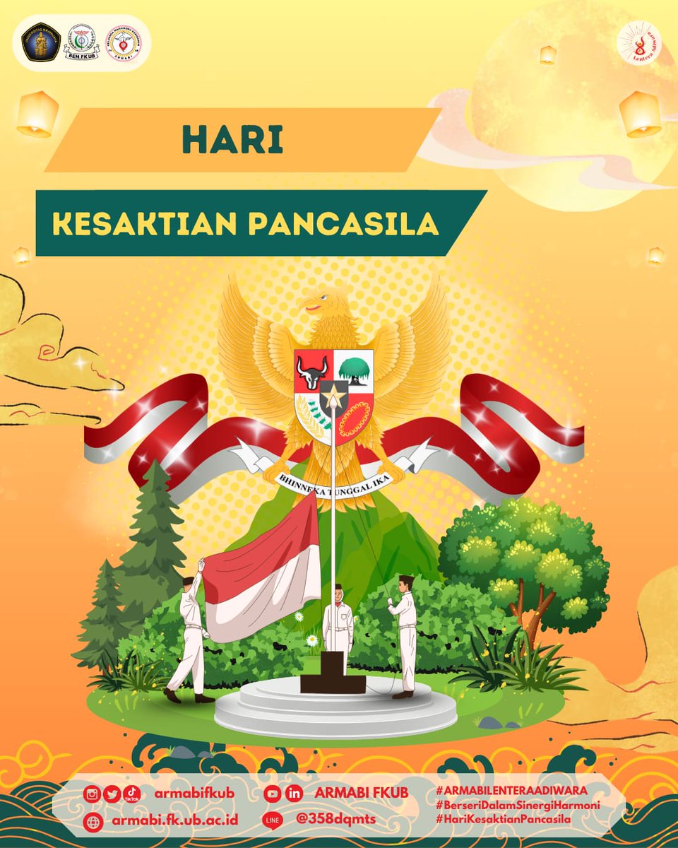 ARMABIFKUB's tweet photo. [HARI KESAKTIAN PANCASILA]

Hari Kesaktian Pancasila bukan hanya sekadar peringatan sejarah, tetapi juga momentum bagi kita semua untuk merefleksikan makna persatuan, gotong royong, dan kebersamaan✊🏻✨.

Pancasila lahir sebagai dasar negara dan ideologi bangsa, yang mampu menjadi https://t.co/u0X3DEphz1