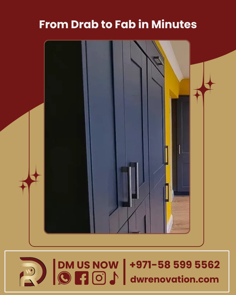 DECOWOODRENOVAT's tweet image. From drab to fab in minutes! 🎨
Vinyl wrapping transforms any surface quickly and beautifully. Perfect for homes, offices, and vehicles.

DM &quot;WRAP&quot; for instant quote!
dwrenovation.com

#VinylWrap #QuickTransformation #Dubai #decowoodrenovation