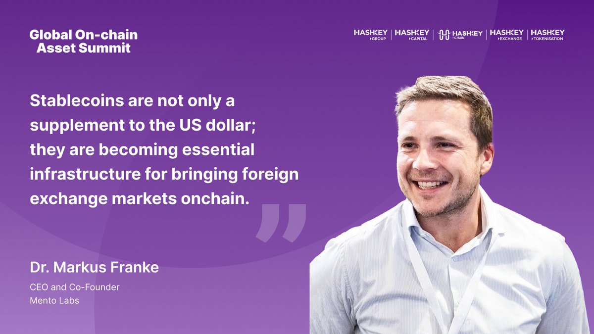 HashKeyGroup's tweet image. 🎙️ At the Global On-chain Asset Summit @ #TOKEN2049, Dr. Markus Franke @MarkusMento — CEO & Co-Founder of @MentoLabs — delivered a keynote on Stablecoin Innovation and Global Financial Infrastructure:
💬 “Stablecoins are not only a supplement to the US dollar; they are becoming…