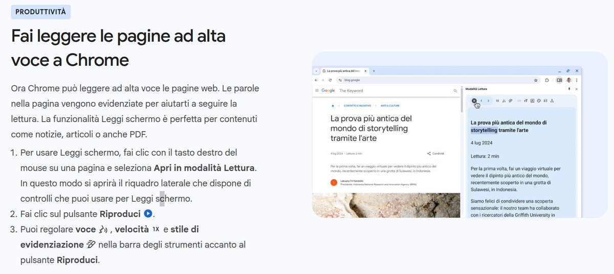 bubbakk's tweet photo. La funzionalità che aspettavo da tempo è arrivata.
Google Chrome legge le pagine web! https://t.co/F4HTwabD6l